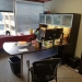 Espresso L-Suite Desk with Privacy Screens and Overhead Storage